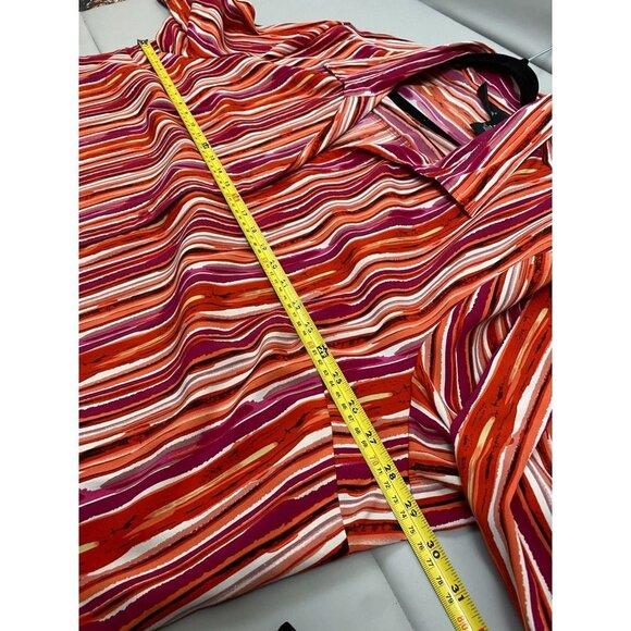 Maggie Barnes Womens Top Plus size 4x Stripes boho Button Up Classic Red Orange - Picture 10 of 13